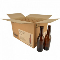 Longneck beer bottle 33 cl, brown, 26 mm, box 24 pcs