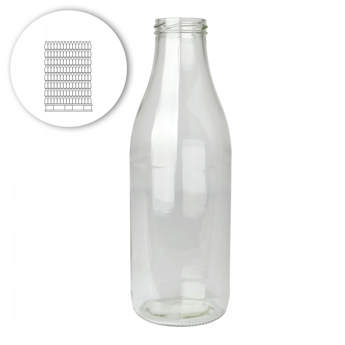 Juice bottle 1 l, white , without twist-off lid 48 mm - pallet 1352 pcs 0