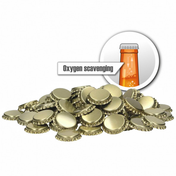 Crown corks 26 mm - oxygen scavenging - gold - 10,000 pcs