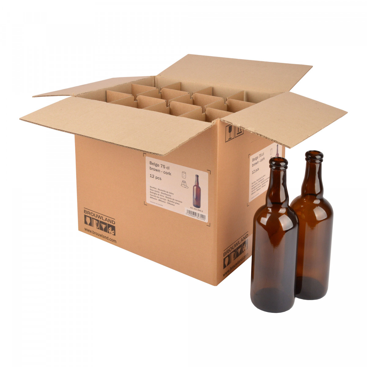 Beer bottle Belge 75 cl, brown, cork, box 12 pcs 0