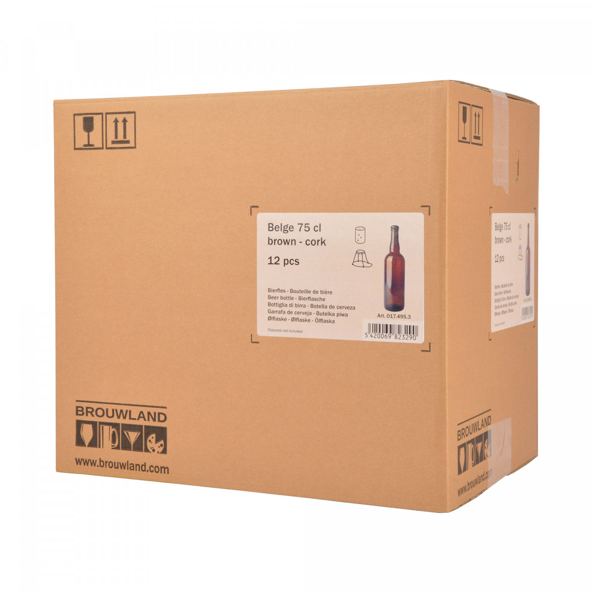 Beer bottle Belge 75 cl, brown, cork, box 12 pcs 2